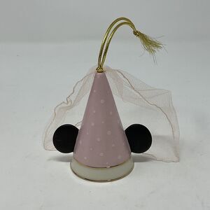 Lenox Christmas Ornament Disney Minnie Mouse Princess Ears Pink White Dots Gold